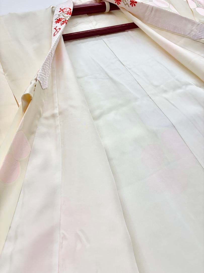 七五三着物　7ー8才　女児　四つ身　毱・桜／黄色系《子供492》#江戸小もーん