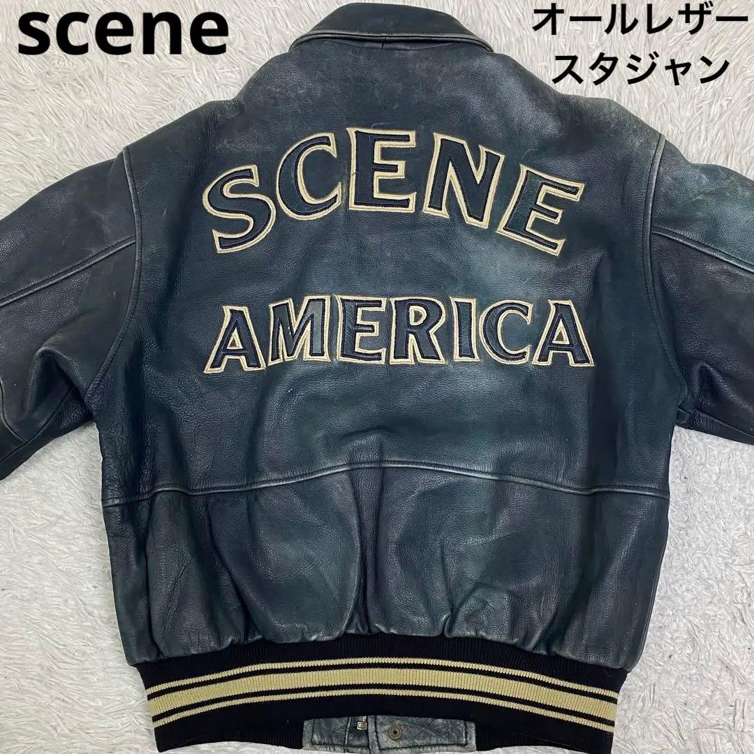 希少！ XL相当 SCENE スタジャン オールレザー キルティング 牛革 金