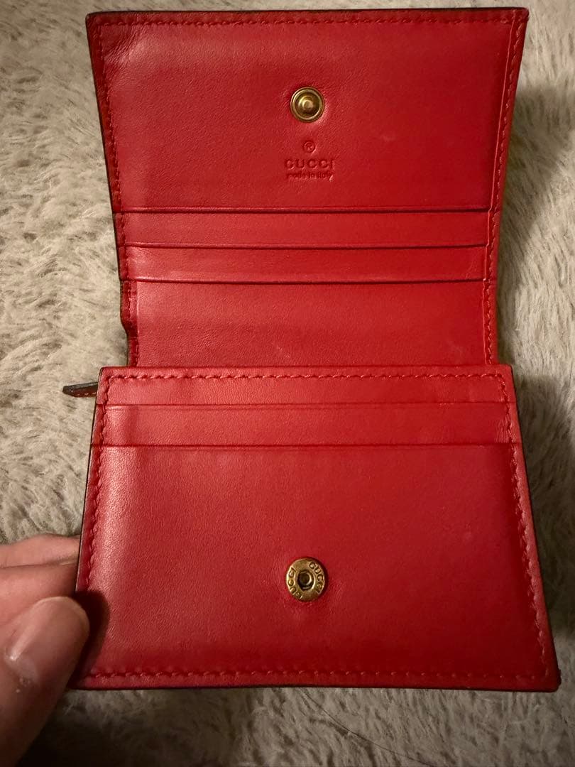 GUCCI キャンバス チェリー装飾 二つ折り財布 レディース さくらんぼ