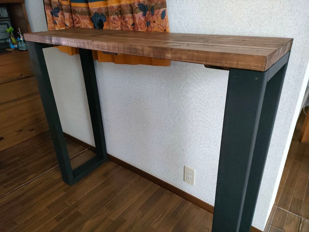 【重厚＆男前】120×36×70 カウンターテーブル《ウォールナット×艶消し黒》