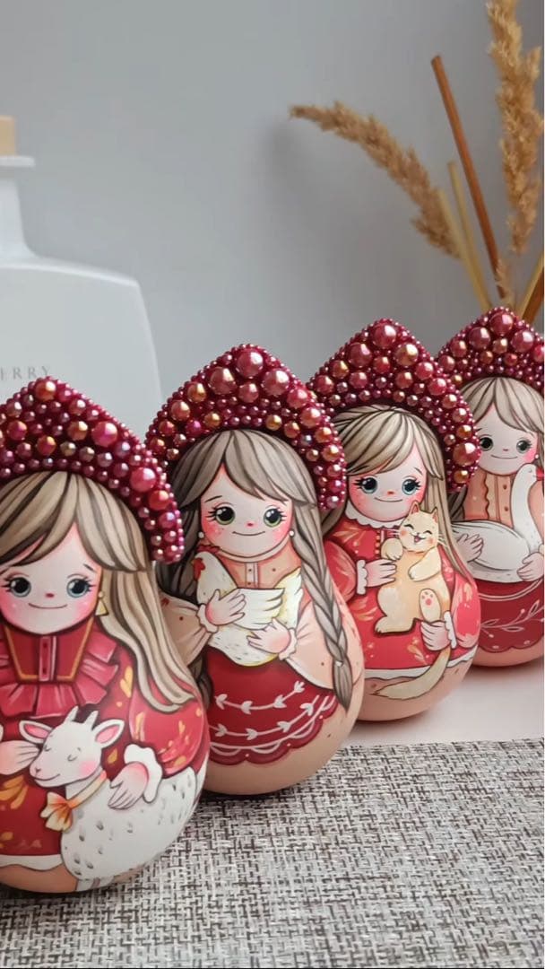 ロシア雑貨☆民族衣装起き上がりこぼし3点ココシニクKokoshnik