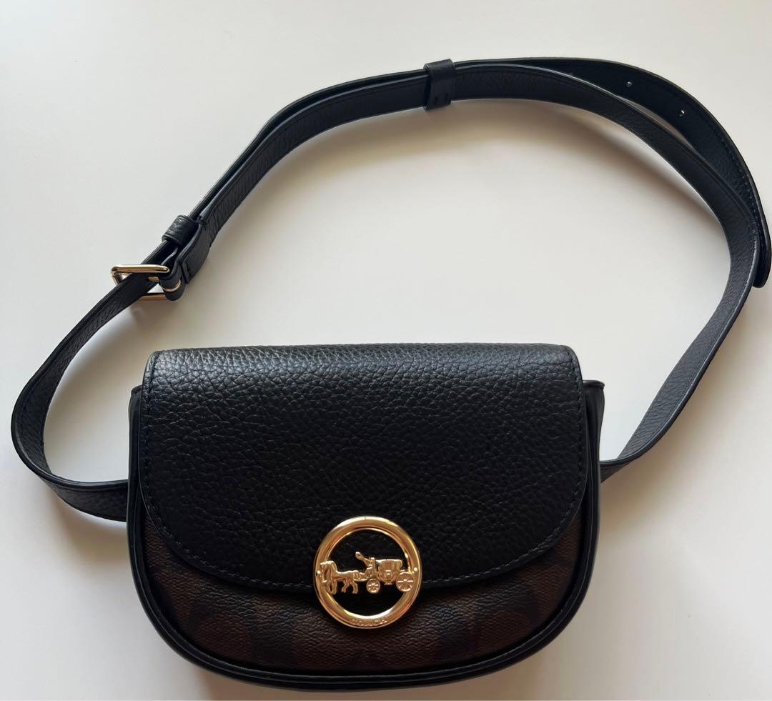 COACH コーチ ジェイドミニベルトショルダー ウエストバッグ 黒 茶