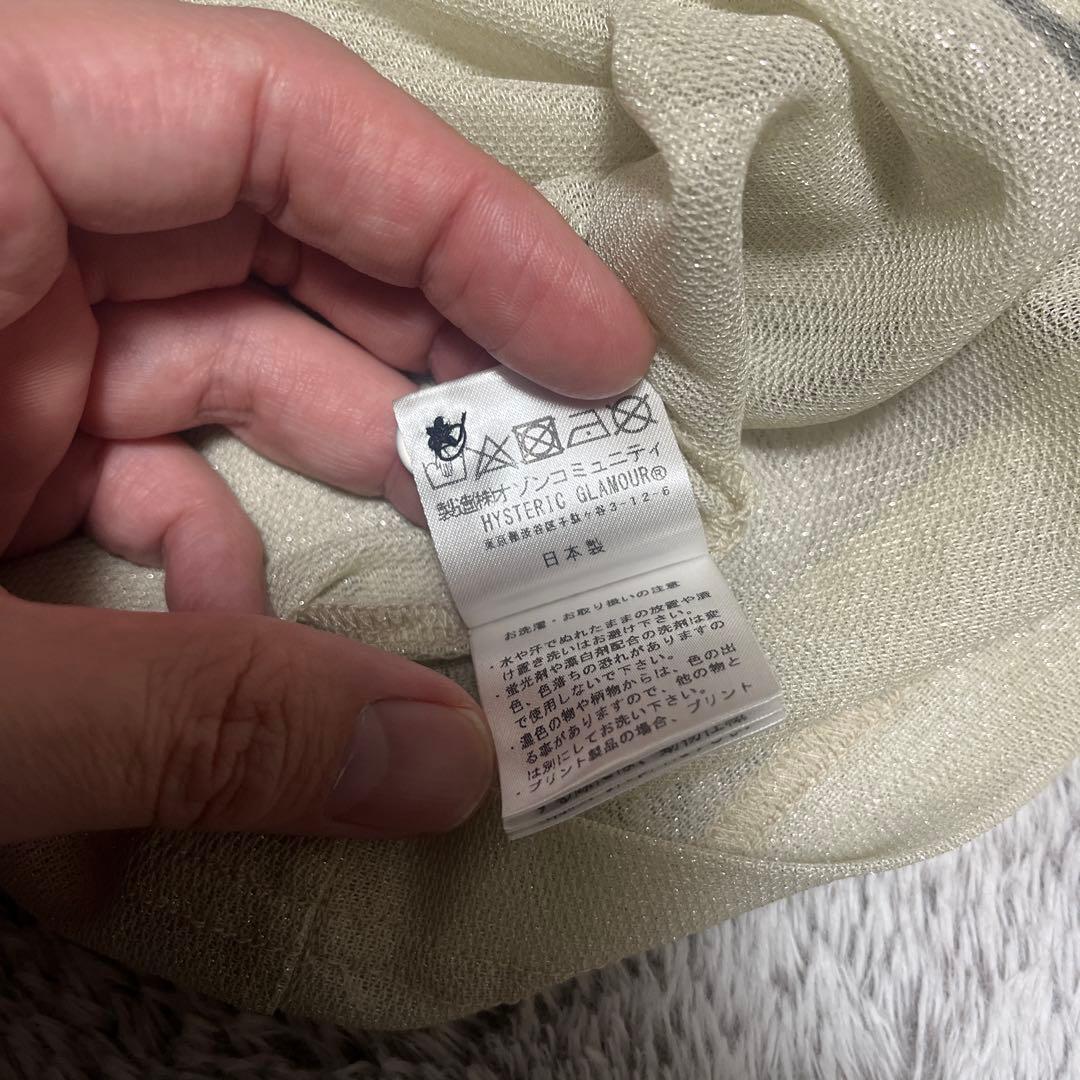 ヒステリックグラマー see no evil ラメ糸 ポロシャツ シースルー