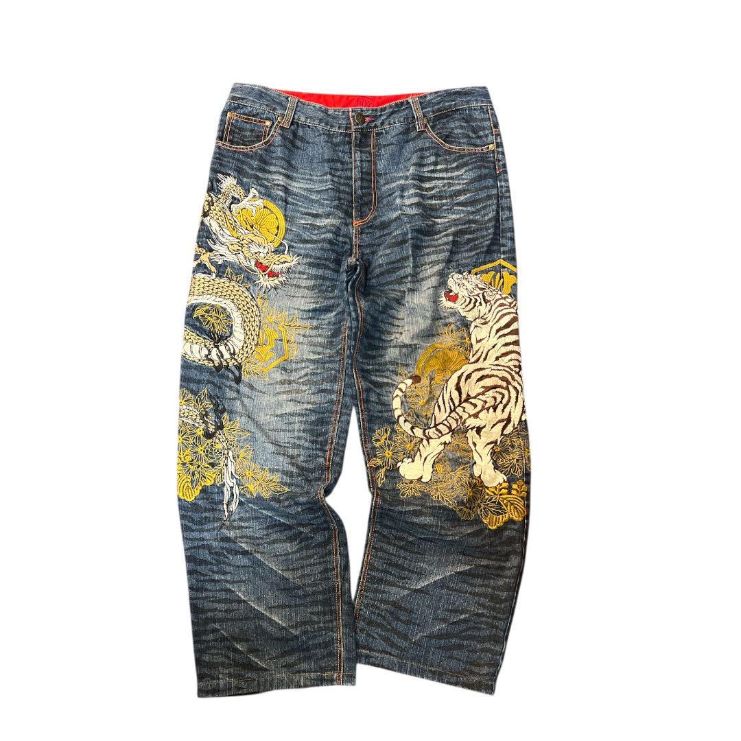 華鳥風月 龍 白虎 パイソン柄 花柄 豪華刺繍 和柄 大きいサイズ ✨希少✨華鳥風月 龍 白虎 パイソン柄 花柄 豪華刺繍 和柄