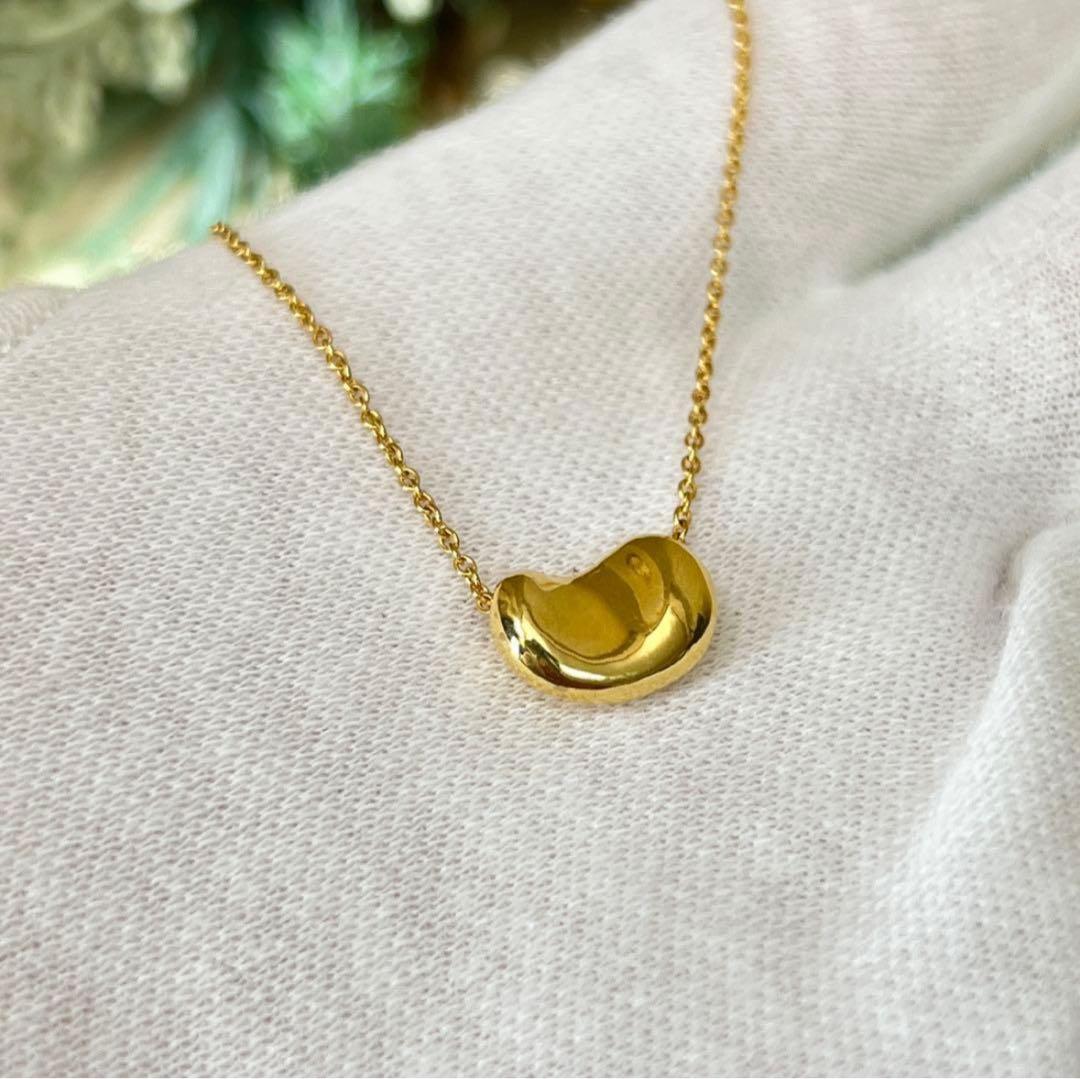 ティファニー ビーンネックレス K18 YG 3.0g 10mm ペンダント