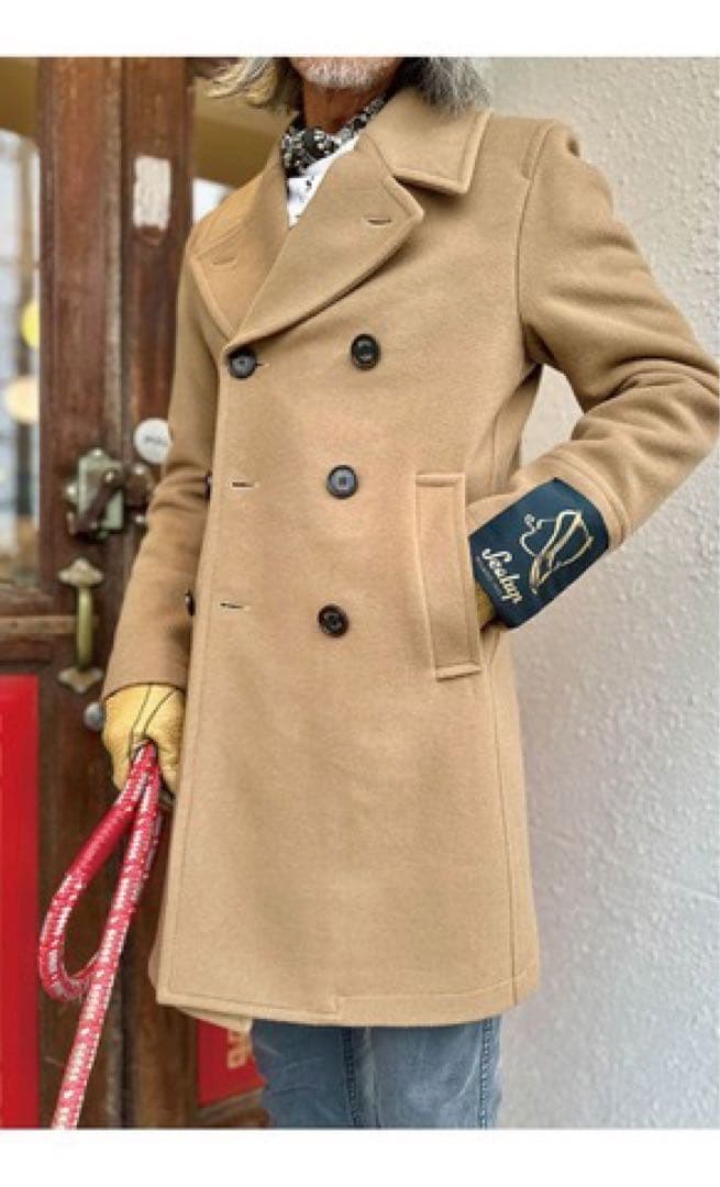 ボーイズマーケット別注Sealup ピーコート 48 ベージュ Sealup シーラップ ロング Pコート ピーコート キャメル ベージュ