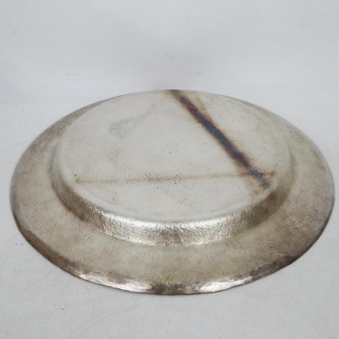 聖鐡堂 大岡銕平作 純銀 槌痕 圓式 菓子盆 共箱 158.3g