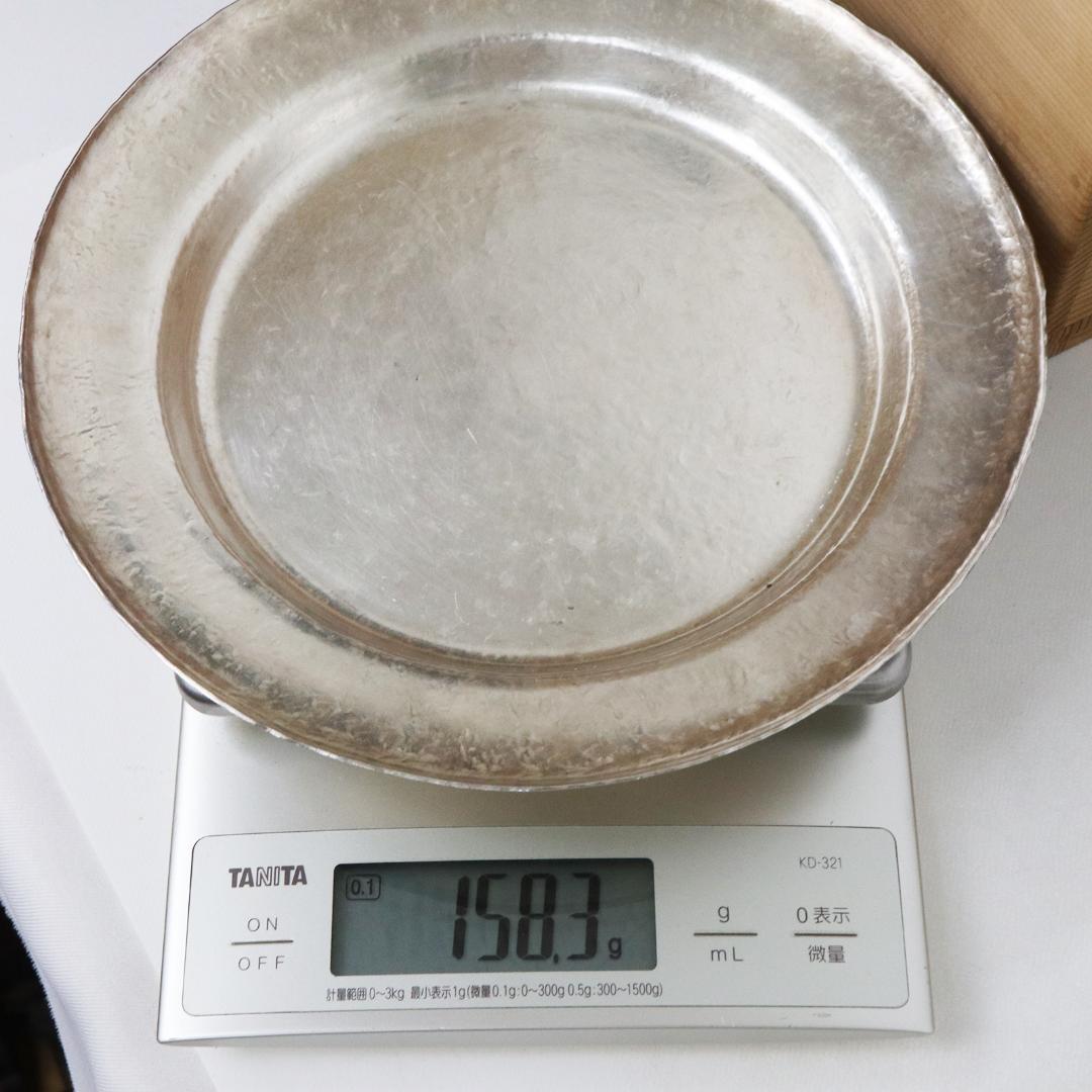 聖鐡堂 大岡銕平作 純銀 槌痕 圓式 菓子盆 共箱 158.3g