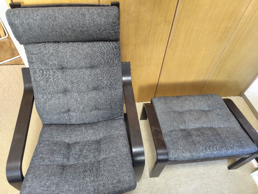 POANG ポエング オッドマン付 1人掛けソファ　1人掛けチェア POÄNG ポエング パーソナルチェア＆オットマン, バーチ材突き板