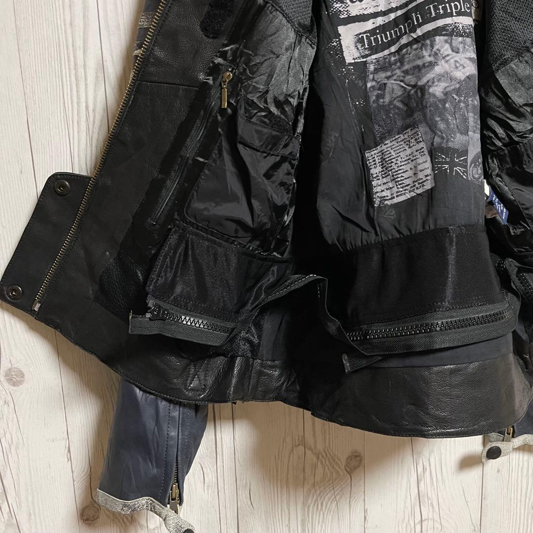 トライアンフモーターサイクルライダースレザージャケットレディースL