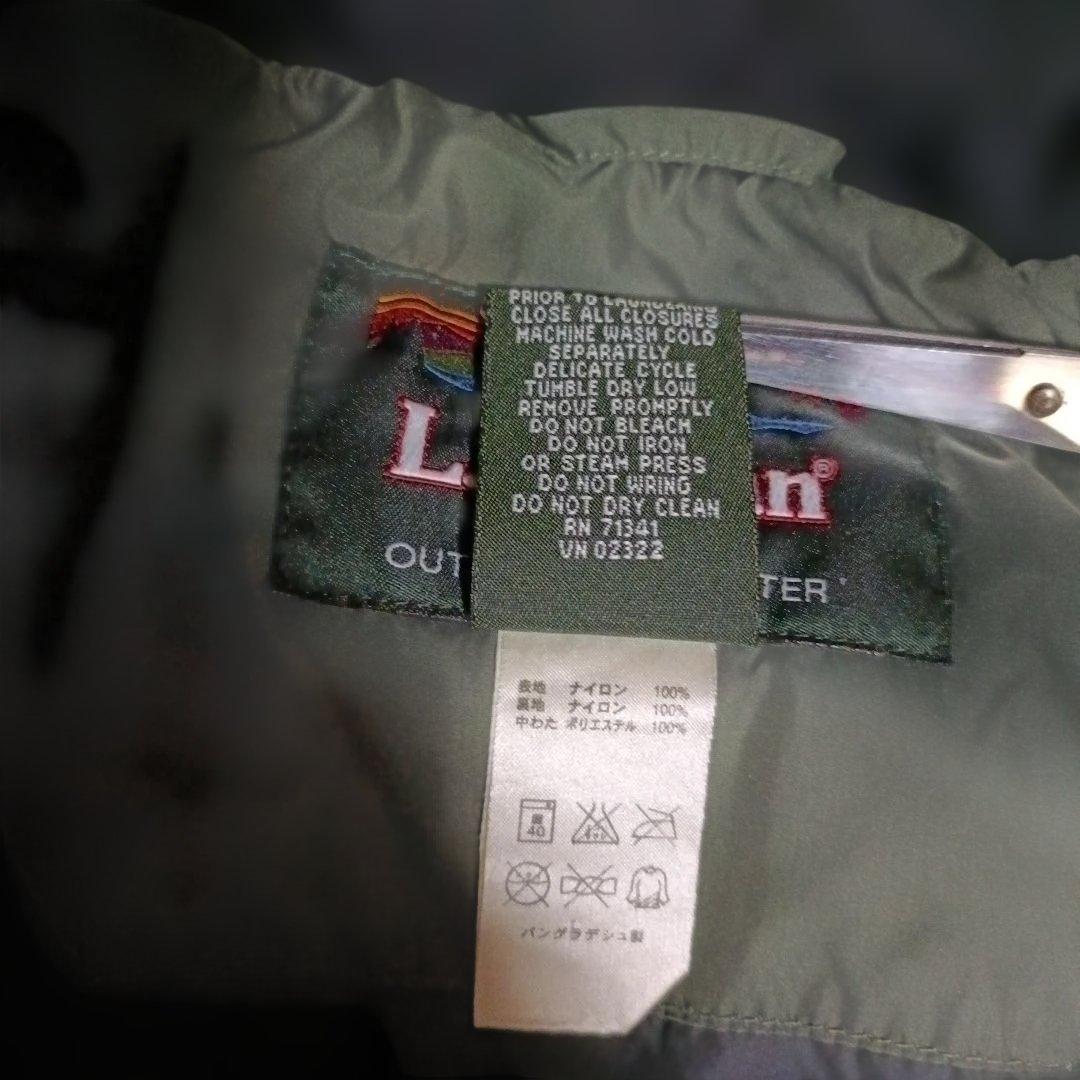 美品　L.L.Bean 刺繍ロゴ　ダウンジャケット　カーキ　 M　ドローコード