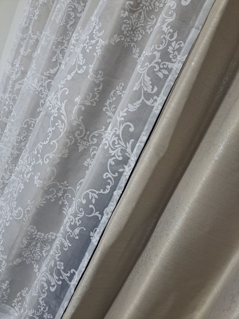 フランフランカーテン2枚セット ブリス×ルシーラ1350×1000ベージュ