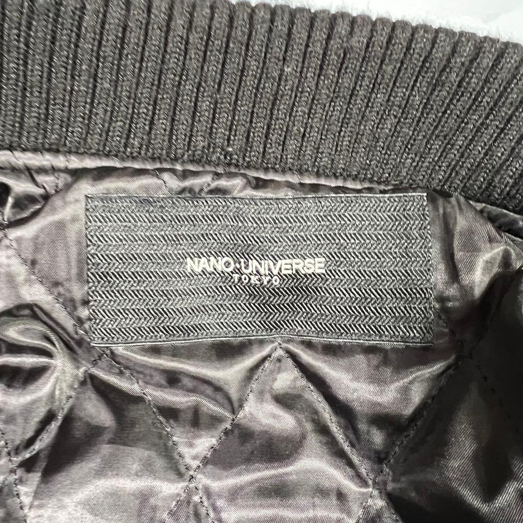 美品】ナノユニバース スタジャン 袖ラムレザー切り替え キルティング