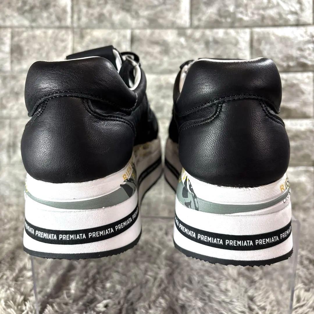 新品❣️ プレミアータ MICK 本革 厚底 スニーカー オールブラック