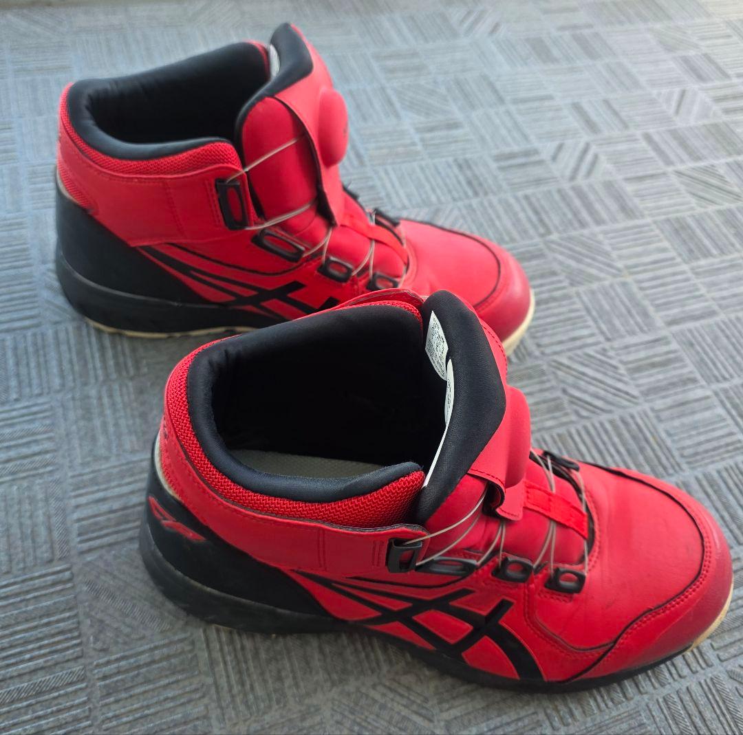 アシックス BOAシステム安全靴 レッドハイカット 25.5cm