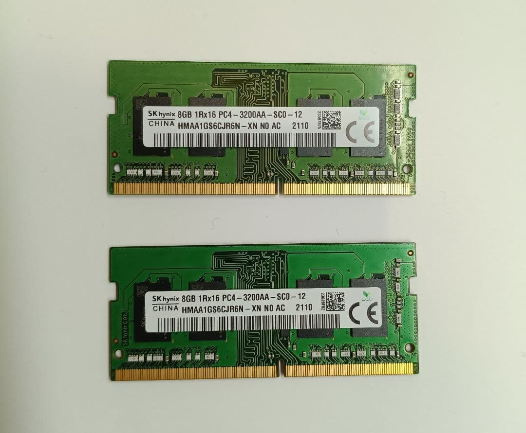 メモリ DDR4 3200MHz 8GB 2枚セット 計16GB SKhynix Hynix 16GB DDR4 3200MHz PC4-25600 (PC4-3200AA) CL22 SODIMM 2Rx8