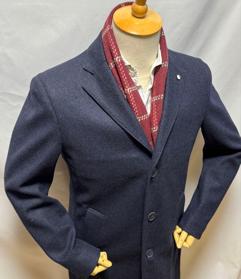 ◆イタリア製【46】L.B.M.1911◆美品！秋冬物『ウール・コート』紺◆