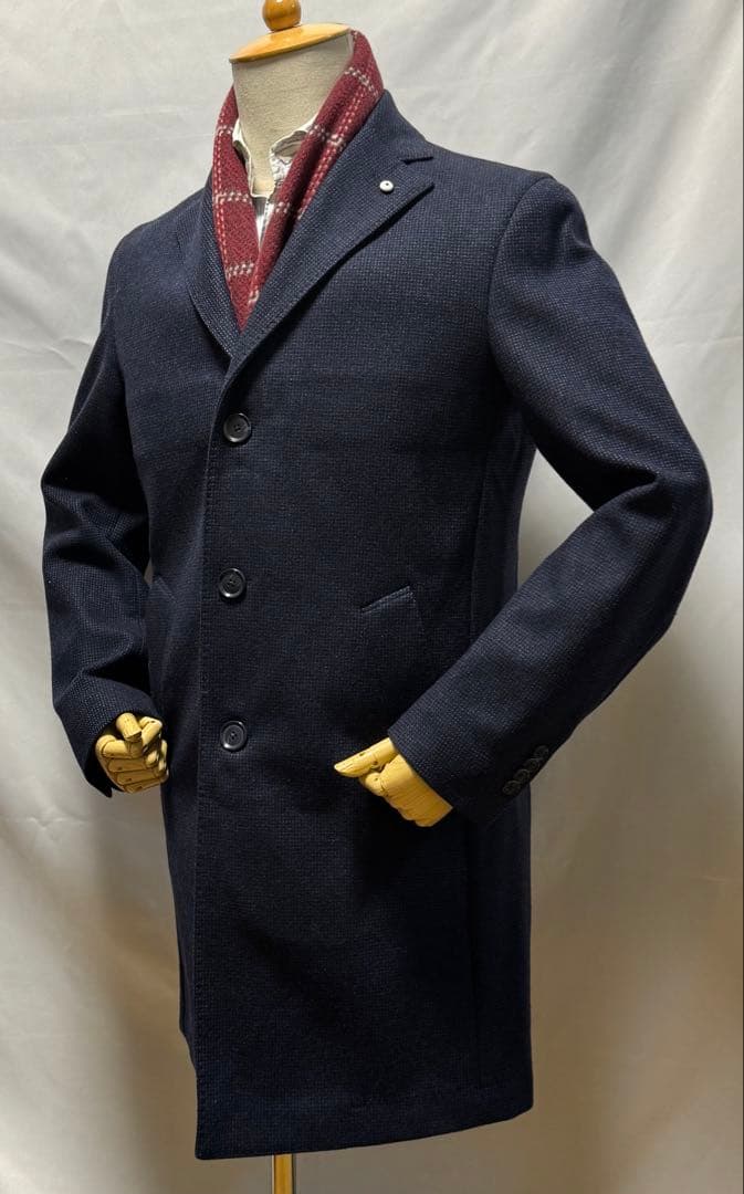 ◆イタリア製【46】L.B.M.1911◆美品！秋冬物『ウール・コート』紺◆