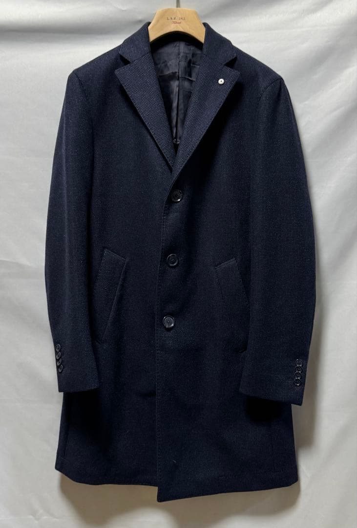 ◆イタリア製【46】L.B.M.1911◆美品！秋冬物『ウール・コート』紺◆