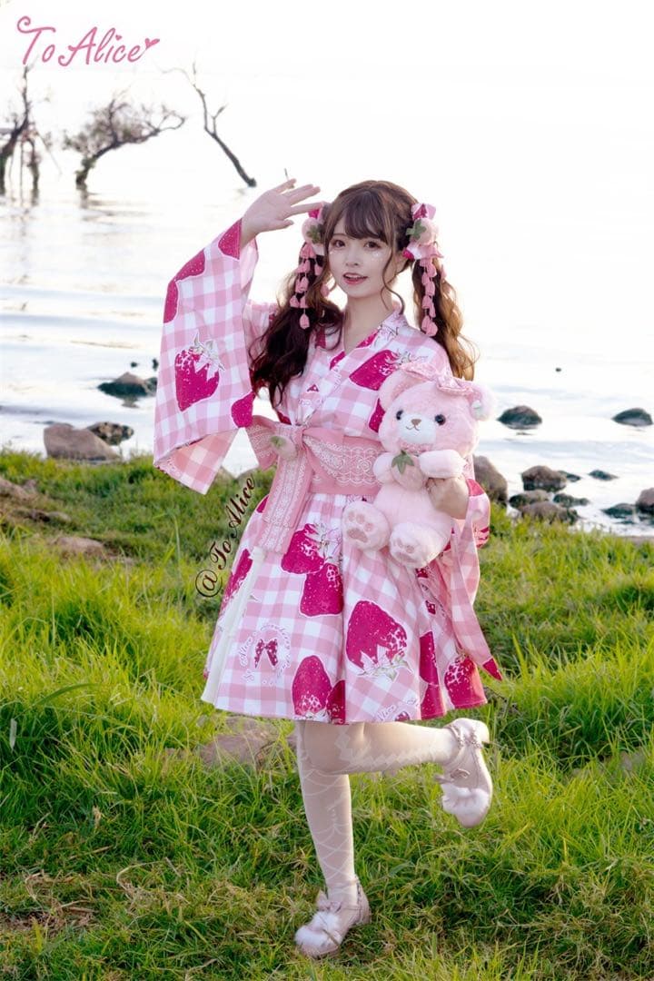 ToAlice いちご柄 和ロリ セット 未使用有 ピンク ギンガムチェック