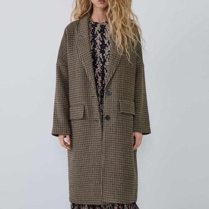 ZARA チェック柄 オーバーサイズコート - メルカリ