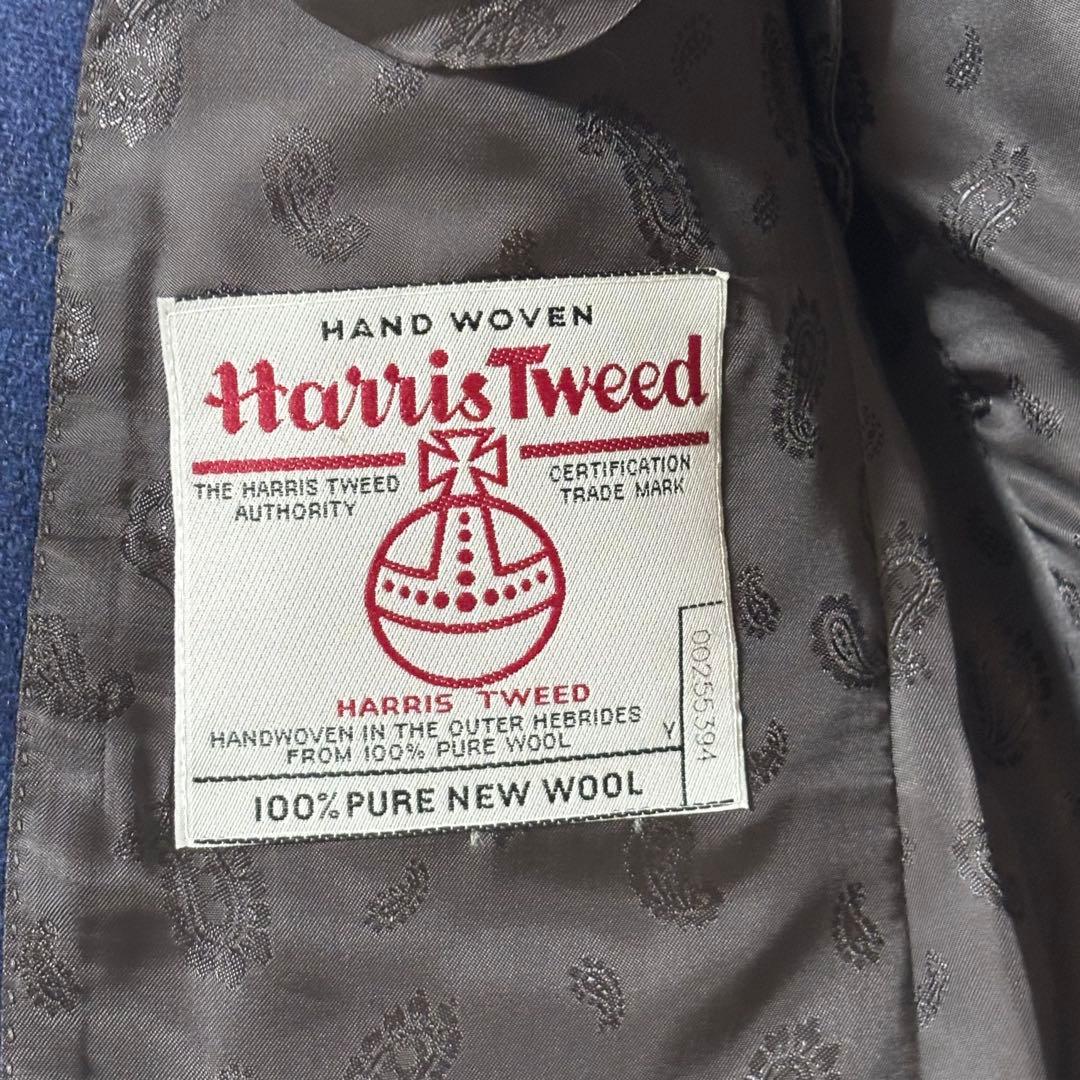 ✨️美品 ハリスツイード テーラードジャケット ペイズリー ブルー 2B
