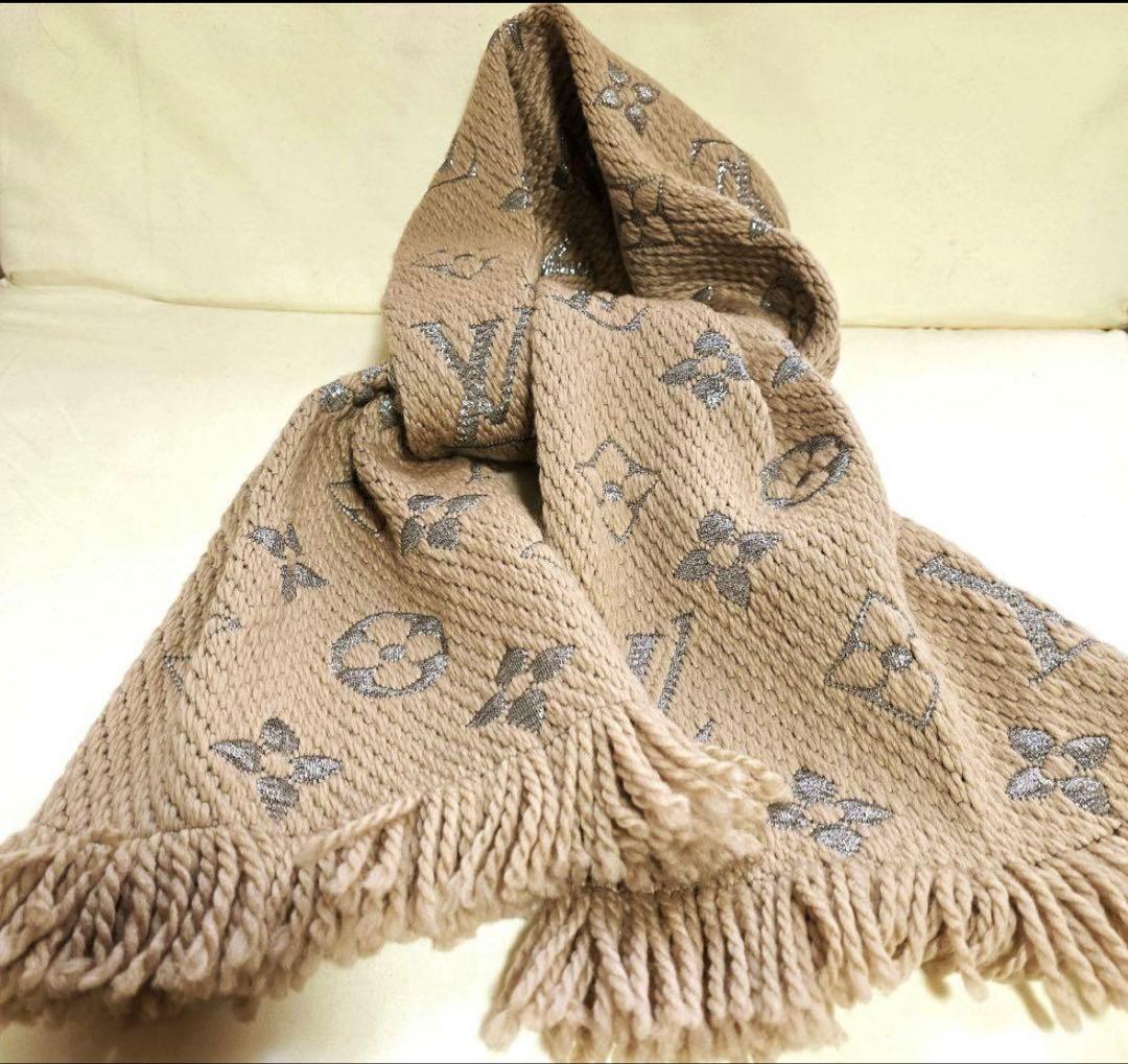 ルイヴィトン エシャルプ シャイン ロゴマニア モノグラム ベージュ