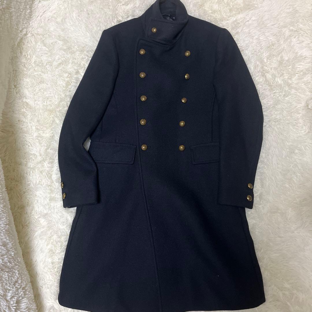 【極美品】ZARA ナポレオンコート Pコート 金ボタン ネイビー Lサイズ相当 ZARA - 新品 ZARA MAN ナポレオンコート ネイビー コート メンズ M 40