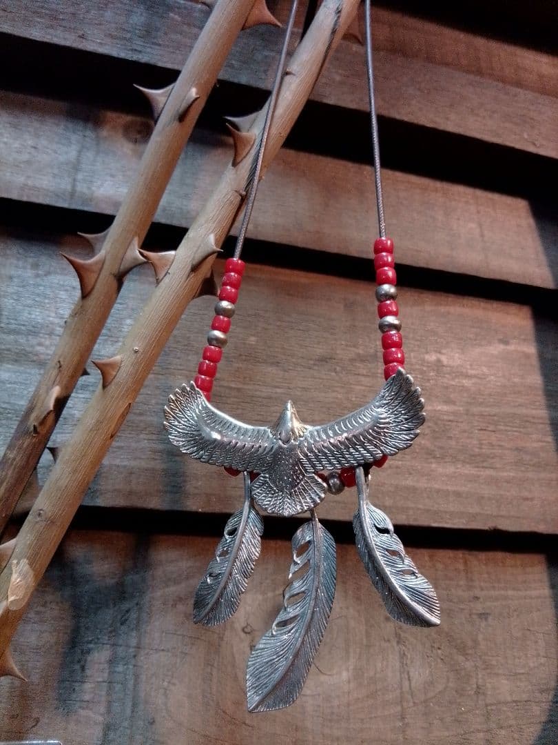 イーグルフェザー　ネックレス 925 シルバー925 フェザー イーグル 鉤爪 小豆チェーンネックレス