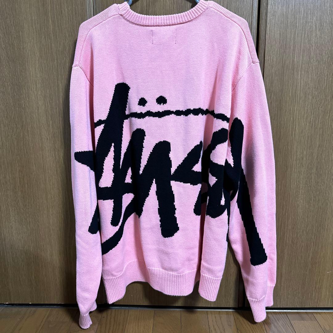 最終価格】STUSSY stock sweater L ピンク ニット - メルカリ