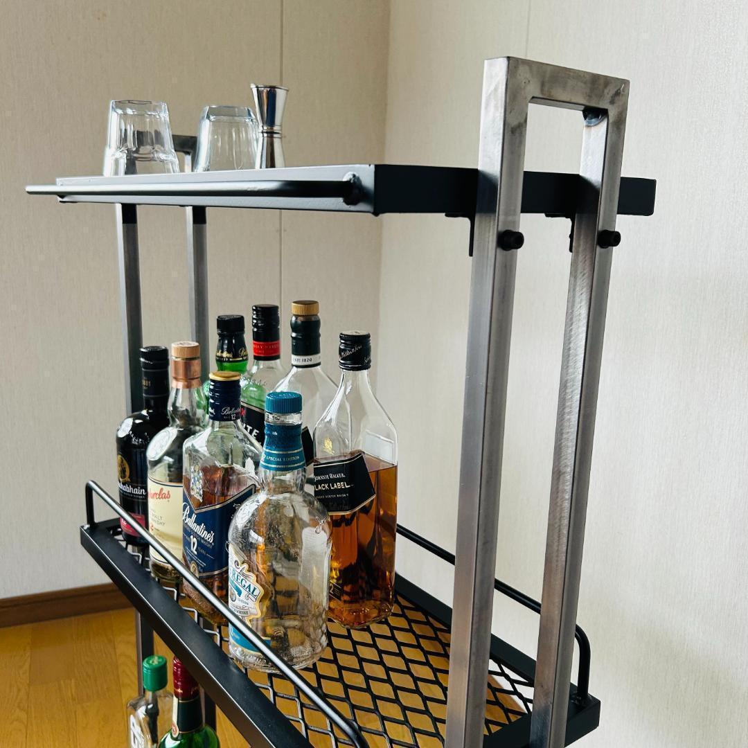 一点物 男前 インダストリアル アイアンバーワゴン ウィスキーラック