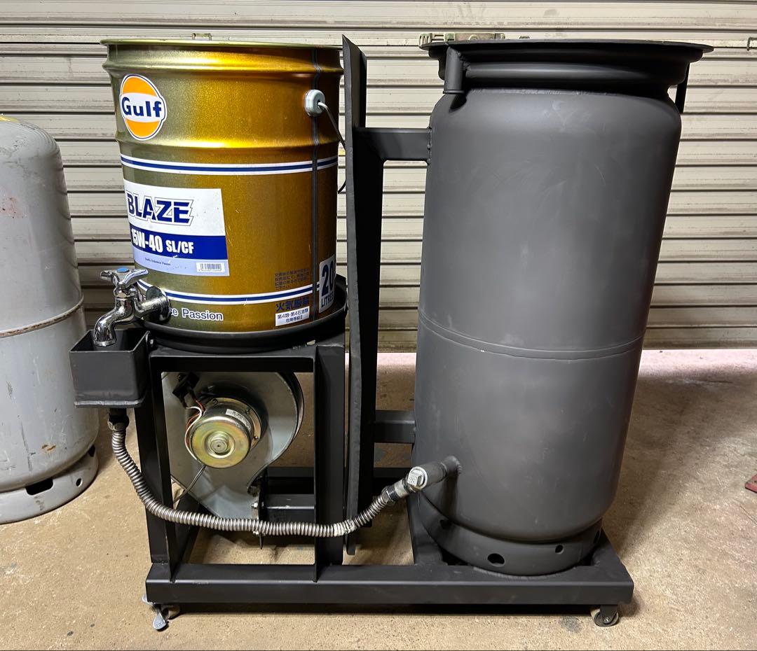 鍛冶工のプロが製作｜廃油ストーブ スライド蓋・キャスターロック付