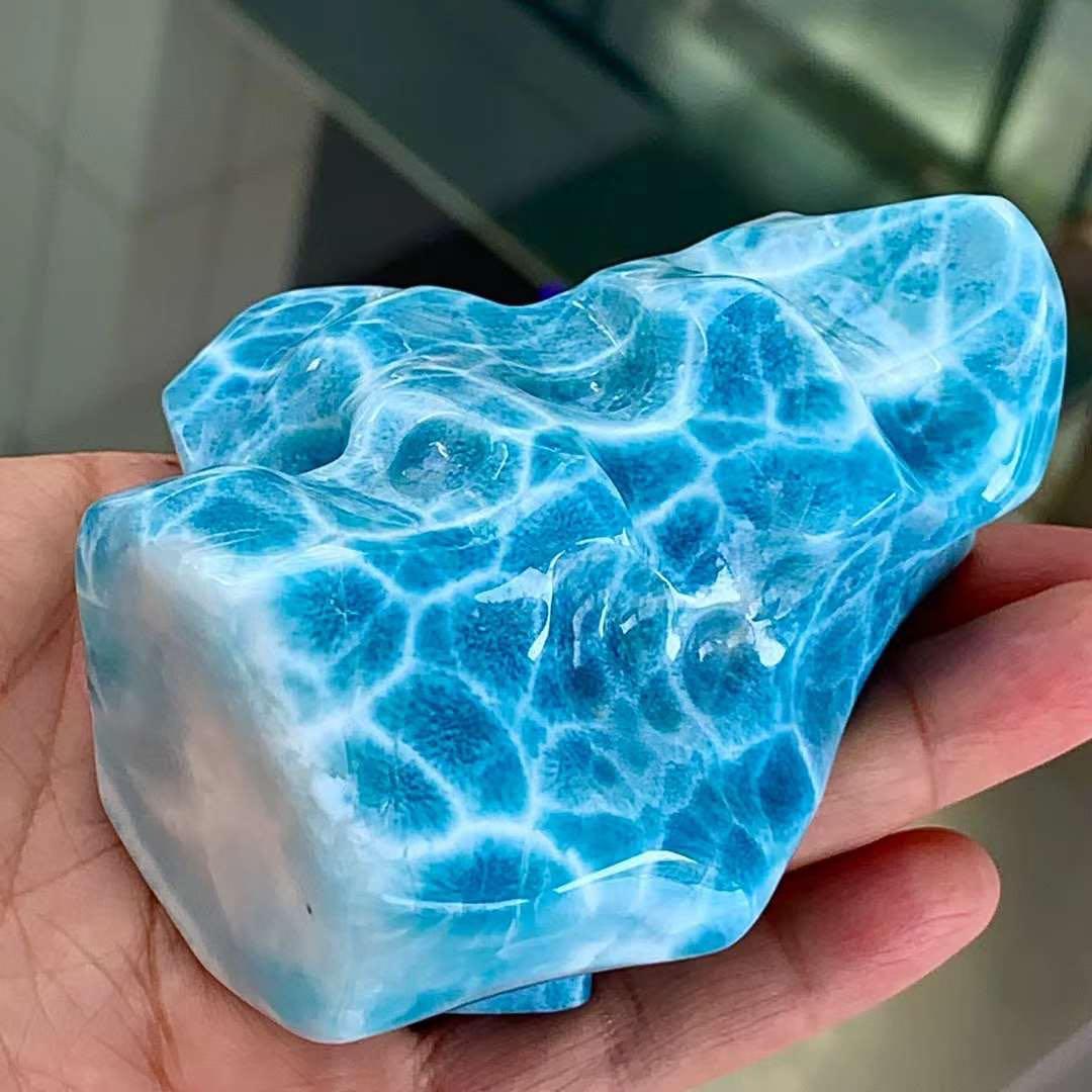 355.4g 天然無処理　ラリマー 置物(原石)