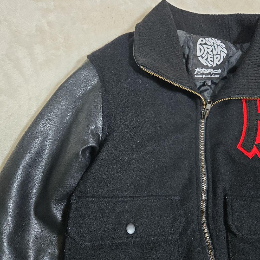 美品 パンクドランカーズ ウール スタジャン 鋲 トゲ スタッズ 全刺繍 黒