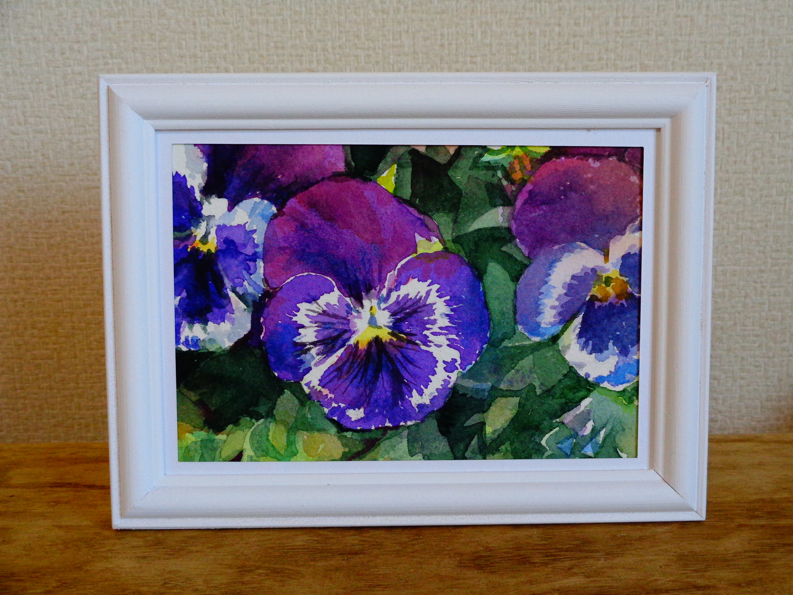 透明水彩 原画 『パンジー』 額縁付き 2L判サイズ - 風景画Gallery