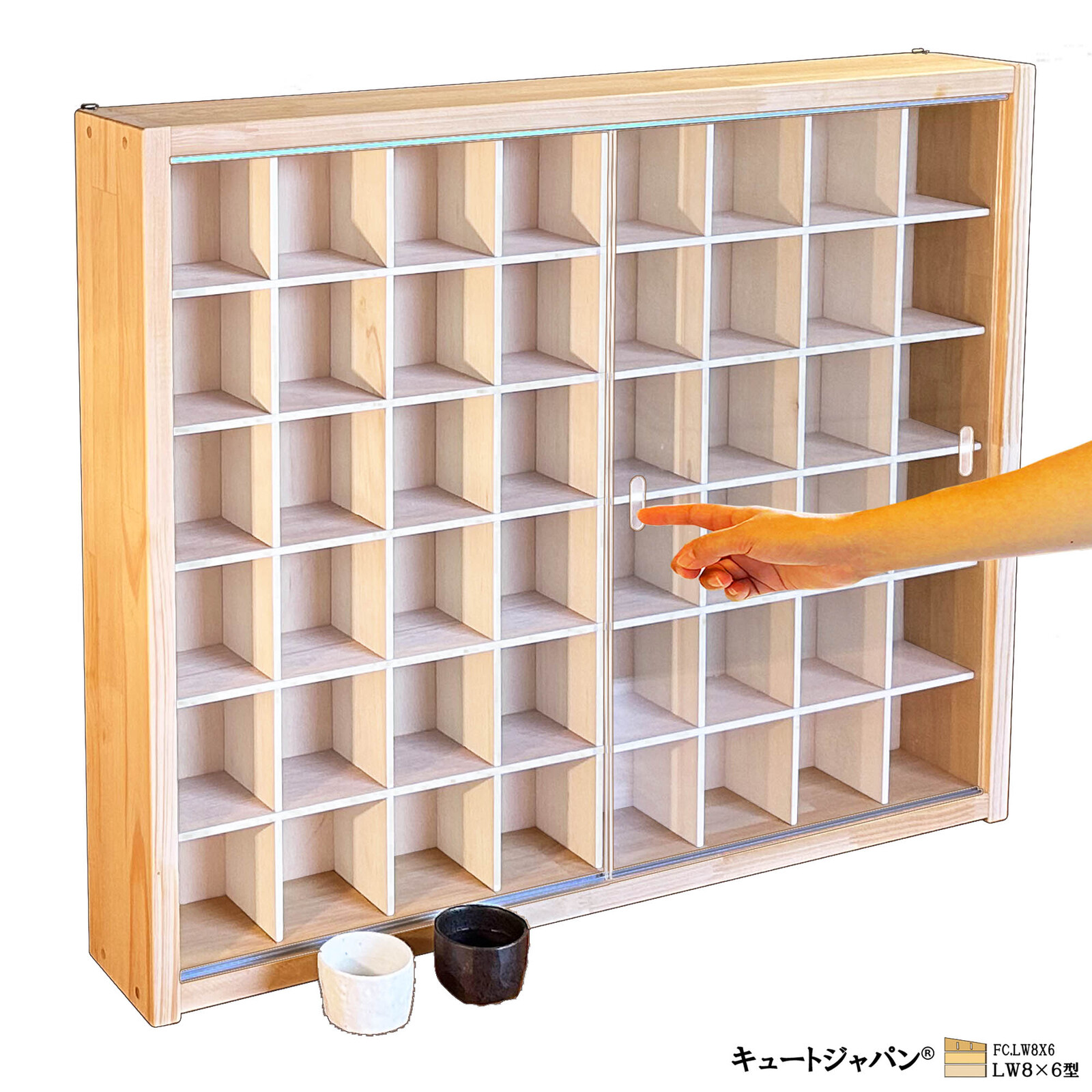 ミニカー収納ケース アクリル障子付 60台・ロングトミカ10台 日本