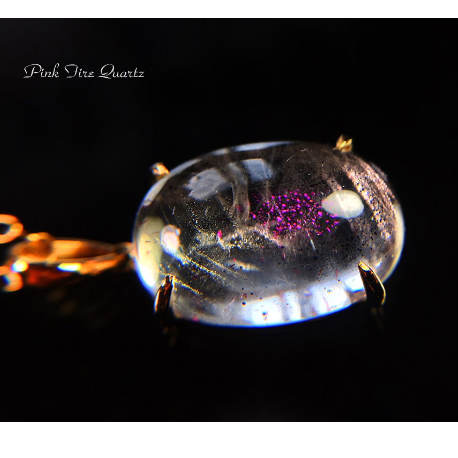 希少なK18デザインピンクファイアークォーツ(ティンカーベル水晶