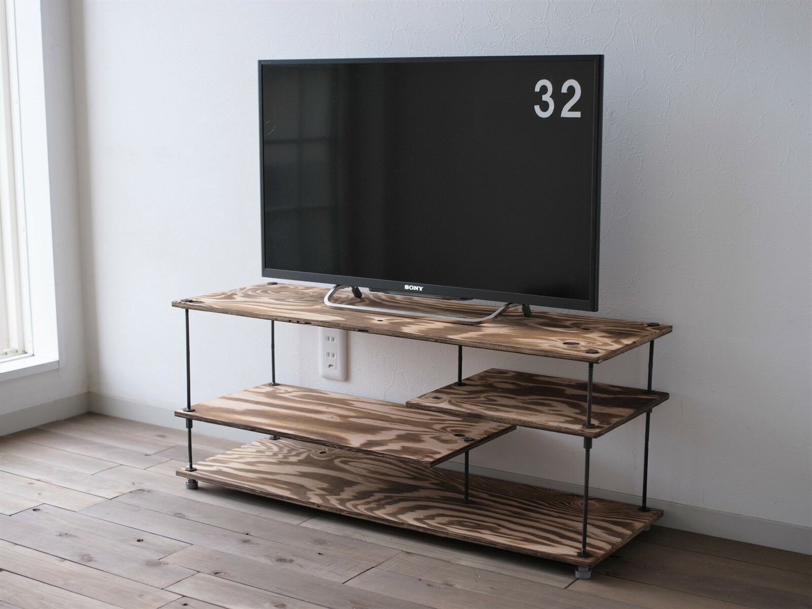 即納＆送料無料】wood iron shelf 380*910*300（テレビ台 ローボード