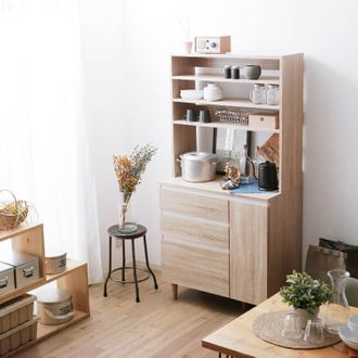 幅90] 食器棚 キッチン収納 レンジ台 木目調 | 【公式】LOWYA(ロウヤ