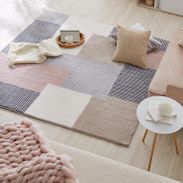 正方形シャギーラグ(185x185cm) 約2畳 洗えるくすみカラーのカーペット