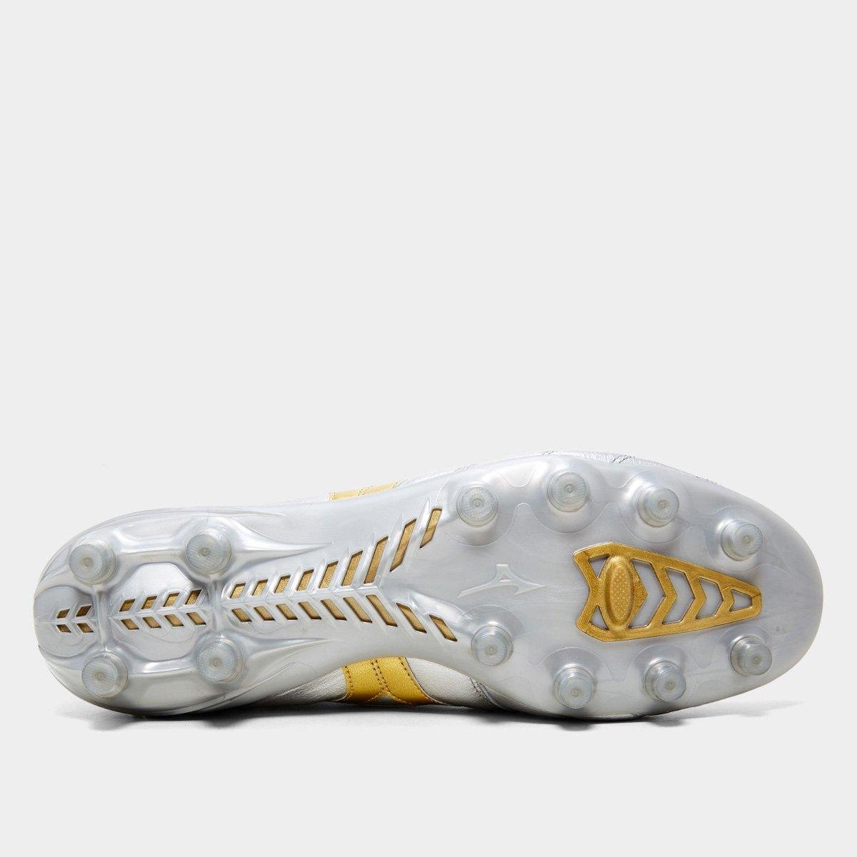 Chuteira Campo Mizuno Morelia DNA Japan - Prata+Dourado | Netshoes