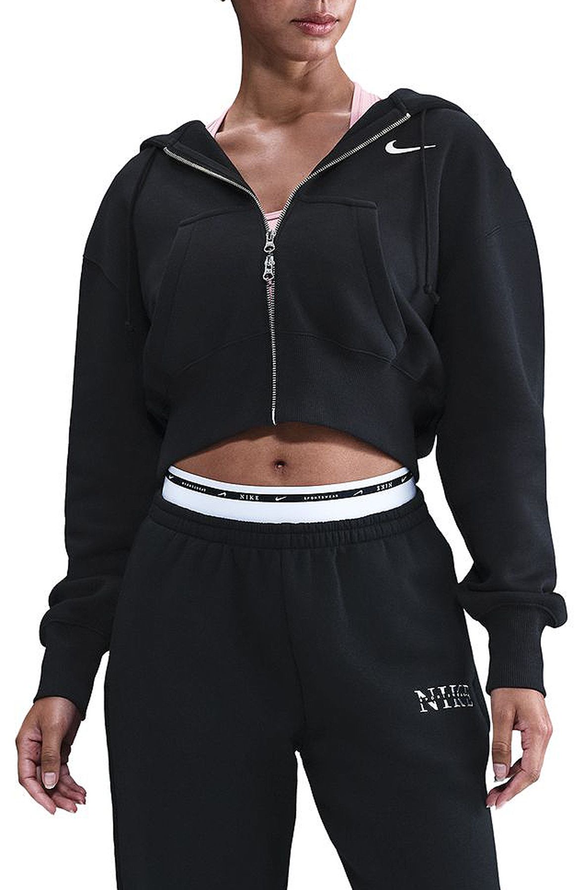NIKE Sportswear Phoenix Fleece Loose Full-Zip Cropped Hoodie