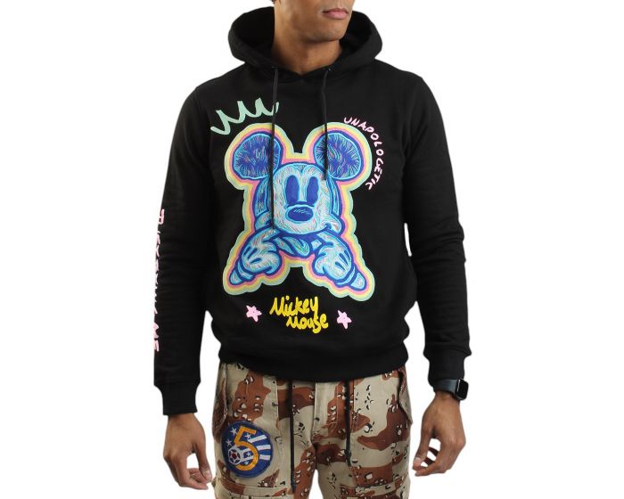 MAXIMA Men's Mickey Mouse Scribble Pullover Hoodie MY50181-BLK