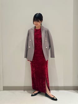 ベロアスリットワンピース