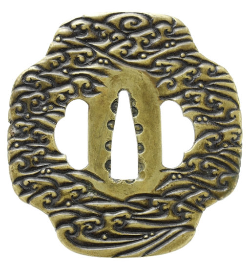 鉄地透かし松図鍔 鐔 日本刀 刀 刀装具 時代物 真剣 居合い 古美術 侍