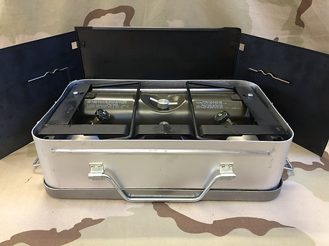 Vintage Two Burner Military Gasoline Field Stove w/ Carrying Case