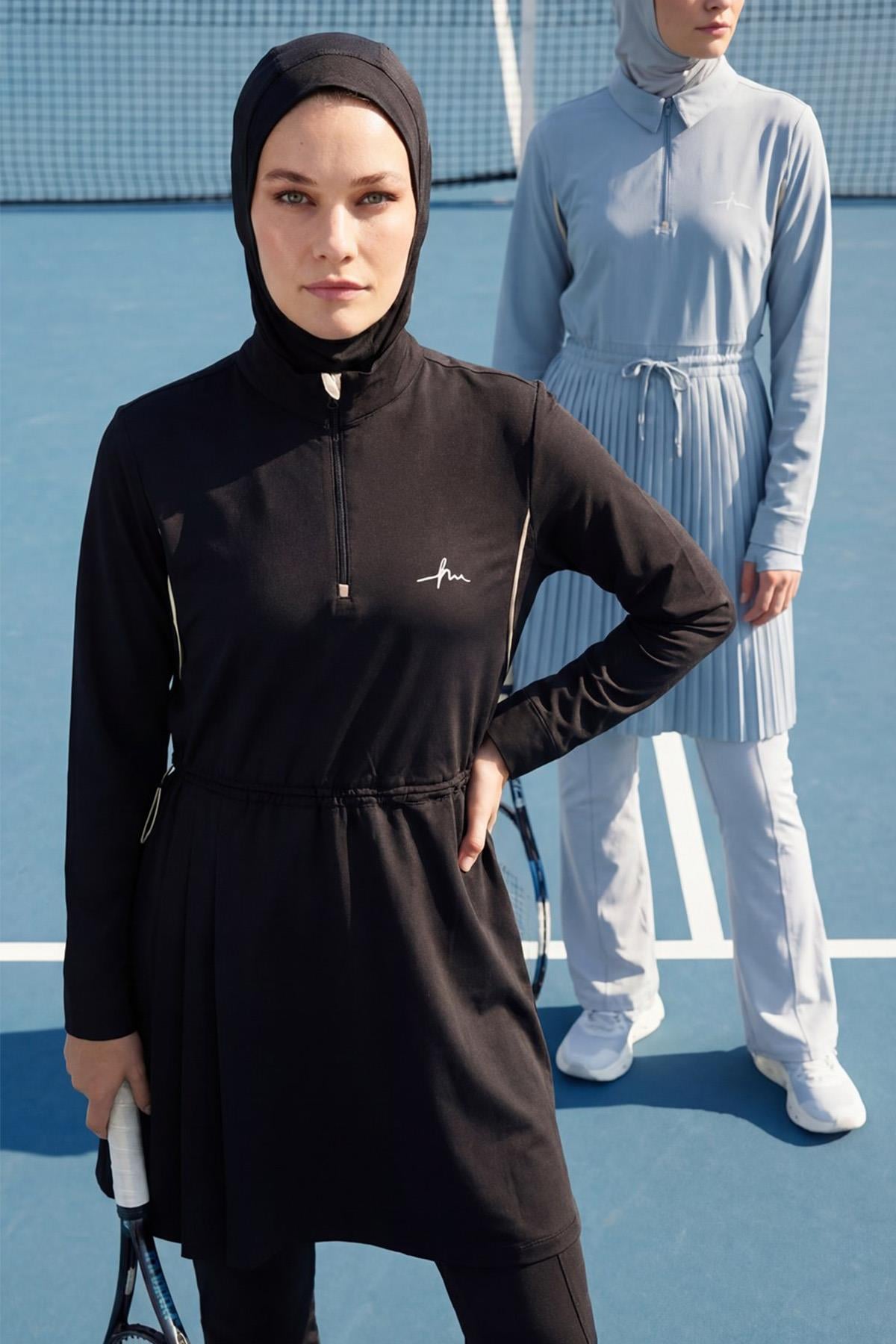 Haşema Active H-Per Fit Siyah Tesettür tenis Üstü ACT-43