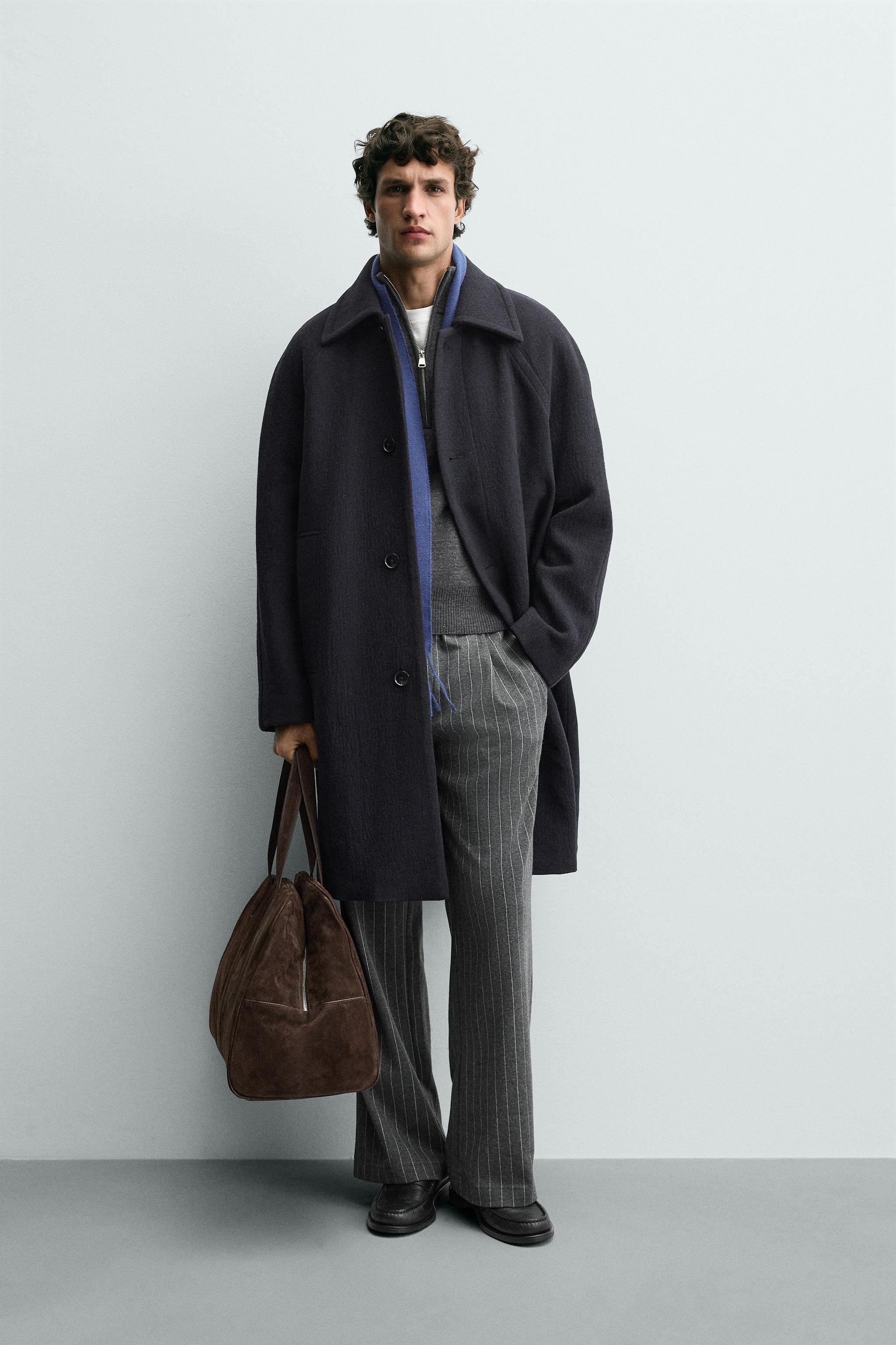 ウールブレンドコート - ネイビーブルー | ZARA Japan / 日本