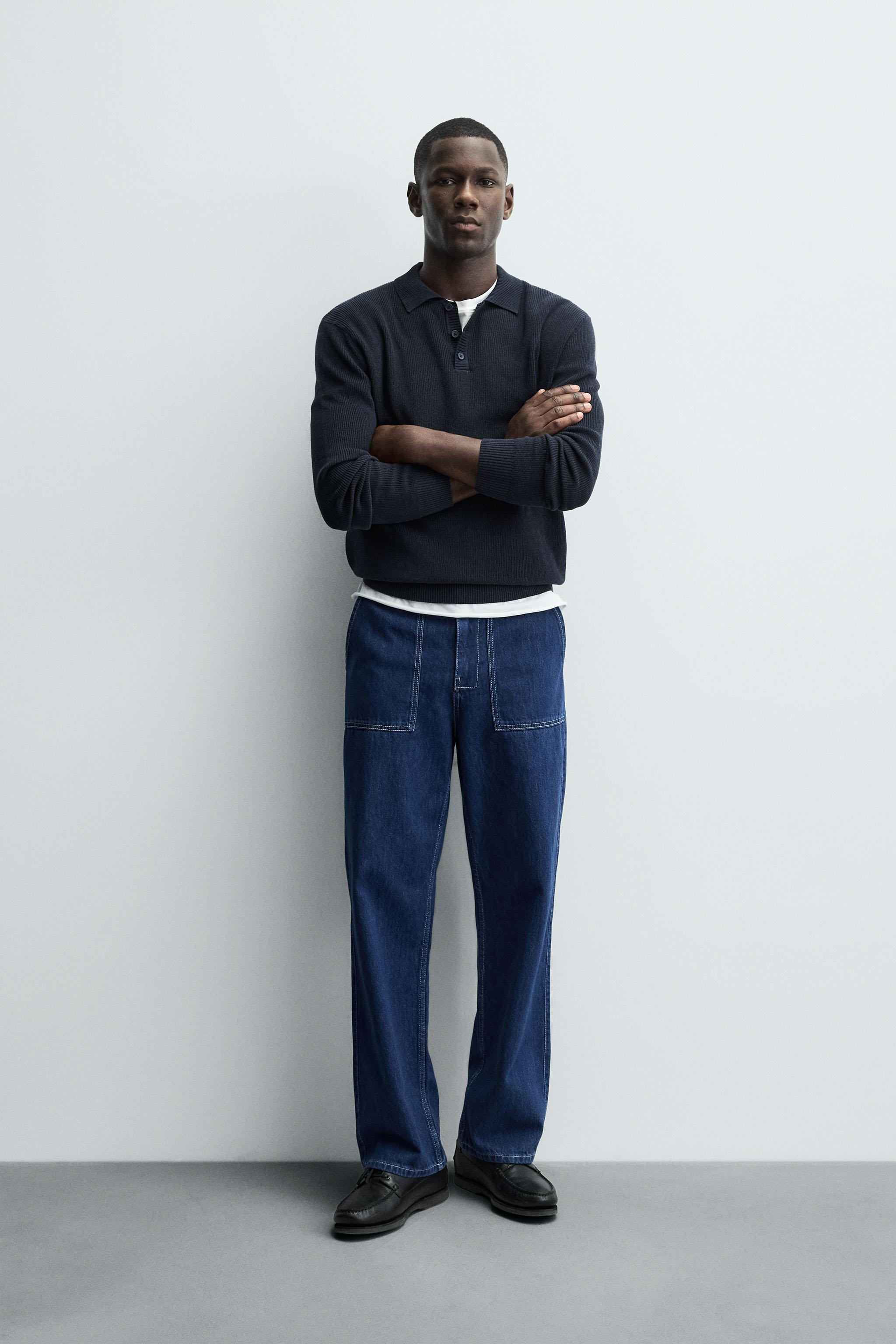 パール編みポロシャツ - ネイビーブルー | ZARA Japan / 日本