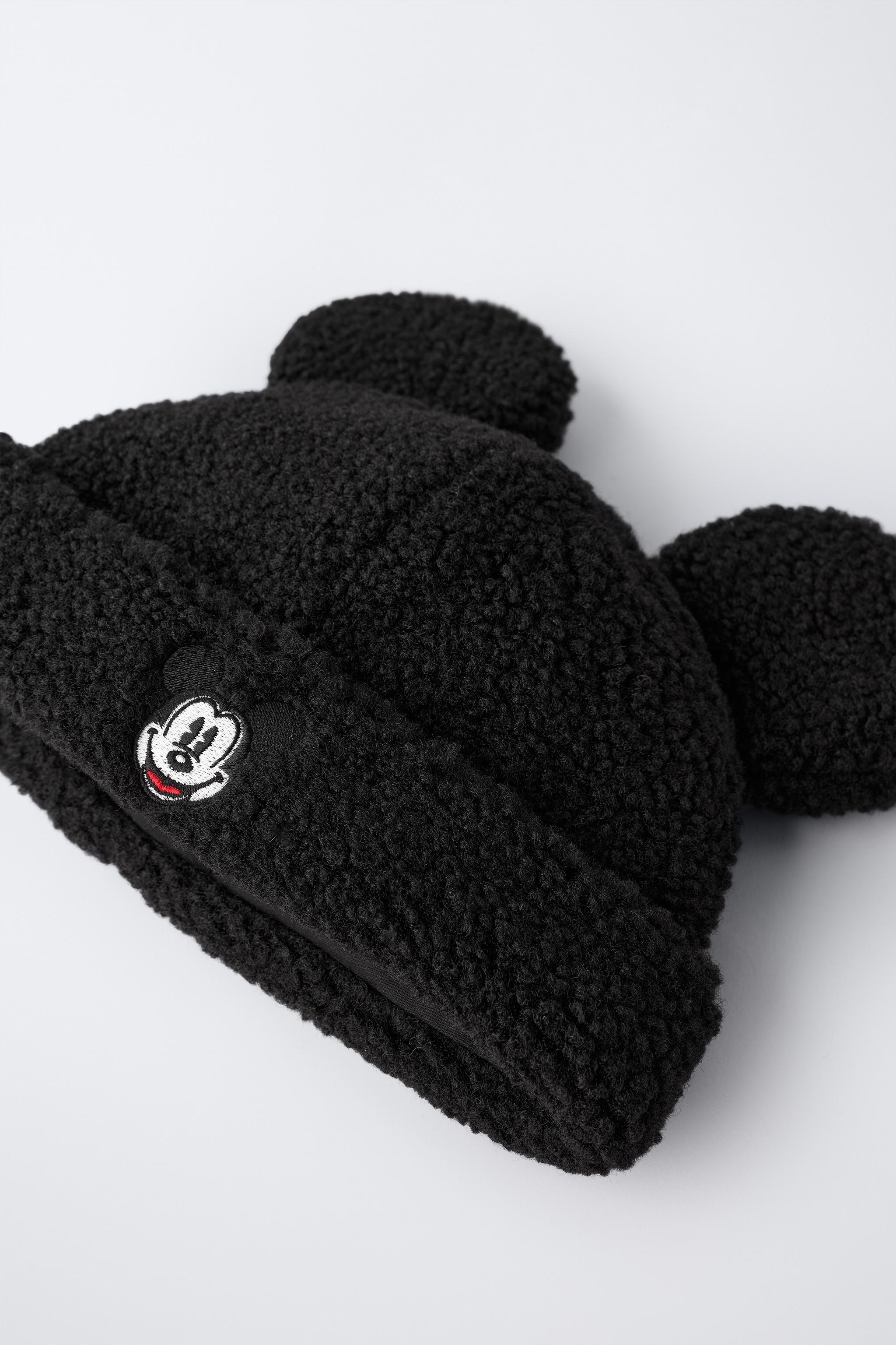 EMBROIDERED SHEARLING MICKEY MOUSE © DISNEY HAT - Black | ZARA
